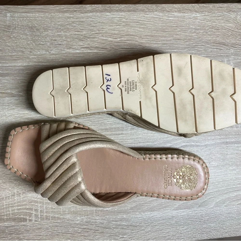 Vince Camuto Melysa Crossband Slide Sandals in Egyptian Gold - Picture 10 of 10